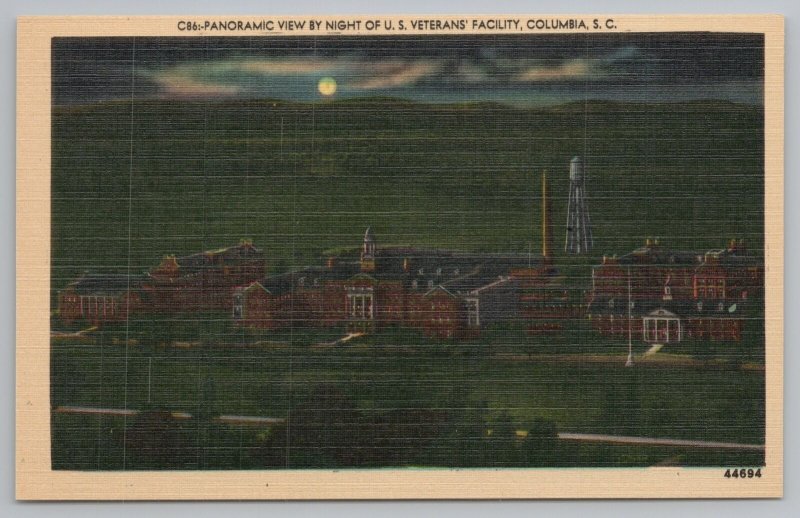 Columbia South Carolina~Panorama At Night US Veterans Facility~Vintage Postcard