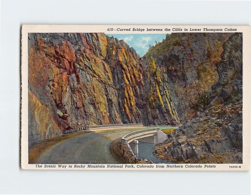 Postcard Curved Bridge Between the Cliffs in Lower Thompson Canyon, Colorado