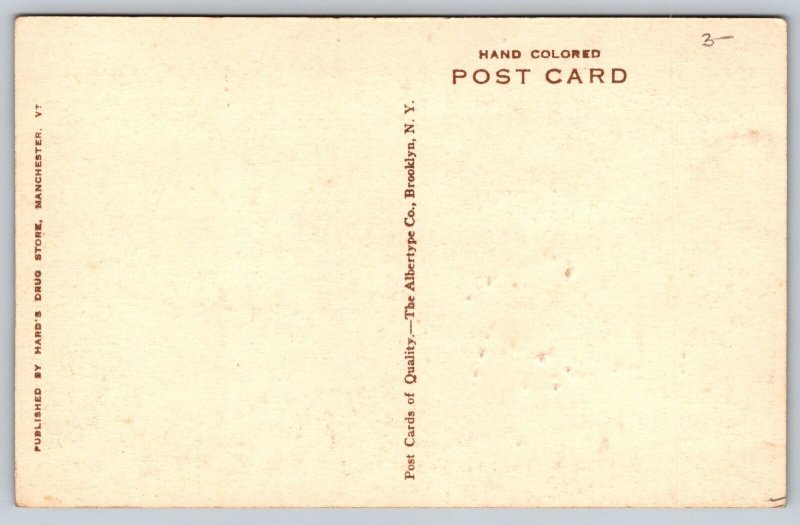Hand Colored  Manchester  Vermont   Valley Road  Postcard