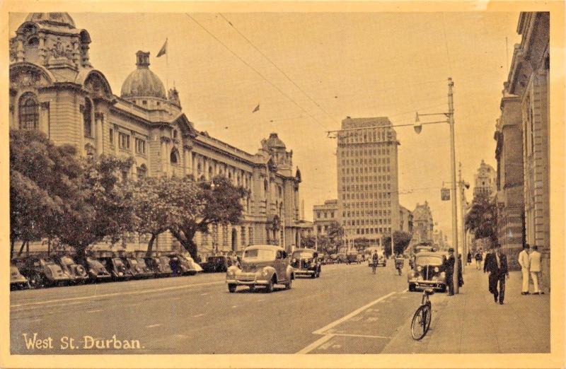 DURBAN SOUTH AFTRICA~WEST STREET-NEWMAN ART POSTCARD 1930s