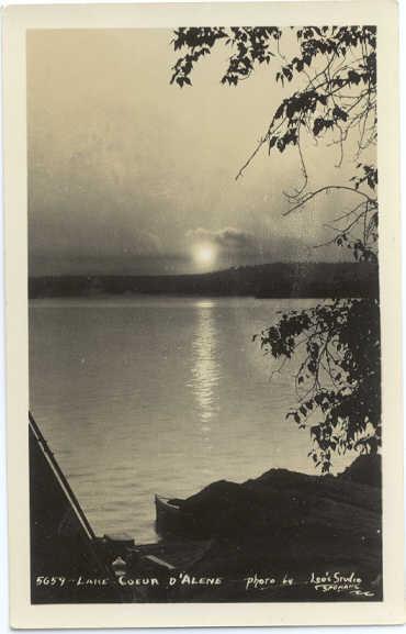 RPPC of a Sunset ot Sunrise at Lake Coeur D'Alene, Idaho, ID