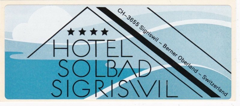 Switzerland Sigris Vil Hotel Solbad Vintage Luggage Label sk4241