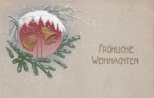 BG8433 fir branch bell embossed  weihnachten christmas greetings germany