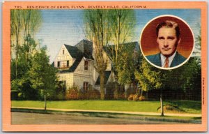 Residence Of Errol Flynn Beverly Hills California CA Landscaped Grounds Postcard