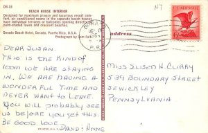 Beach House Interior Dorado Puerto Rico Postal used unknown 