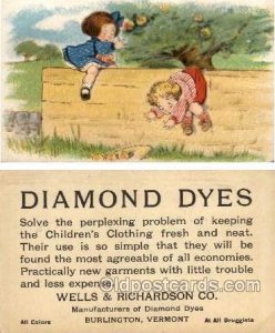 Diamond Dyes, Wells & Richardson Co. Burlington, VT - Approx Inch = 3 x 5 Unu...