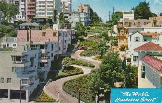 Lombard Street The World's Crookedest Street San Francisco California 1959