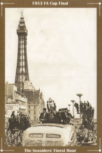 Blackpool FC 1953 Football FA Cup Final Bus Victory Ride Postcard