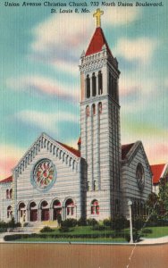 Vintage Postcard 1930's Union Avenue Christian Church North St. Louis Missouri
