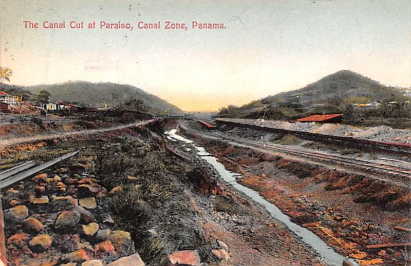 Panama Old Vintage Antique Post Card Canal Cuf at Paraiso Canal Zone 1911