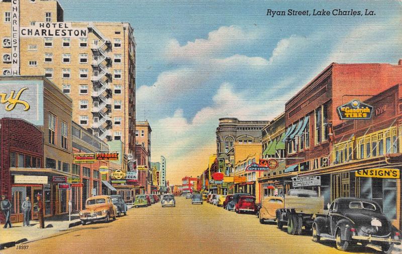 Ryan Street, Lake Charles, Louisiana,  Early Postcard, Used in 1947