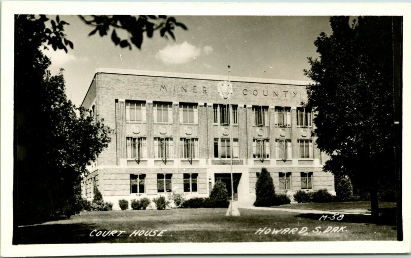 Vtg Real Photo RPPC m-38 Howard, South Dakota Courthouse 1950s Kodak UNP VGC