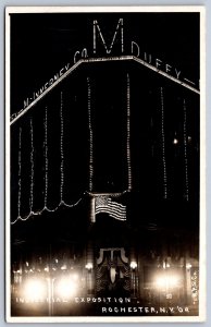 K32/ Rochester New York RPPC Postcard c1910 Industrial Expo Night Duffy Co 662