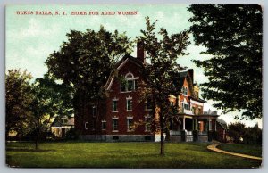 Home For Aged Woman Glenn Falls New York NY Grounds & Trees View Postcard