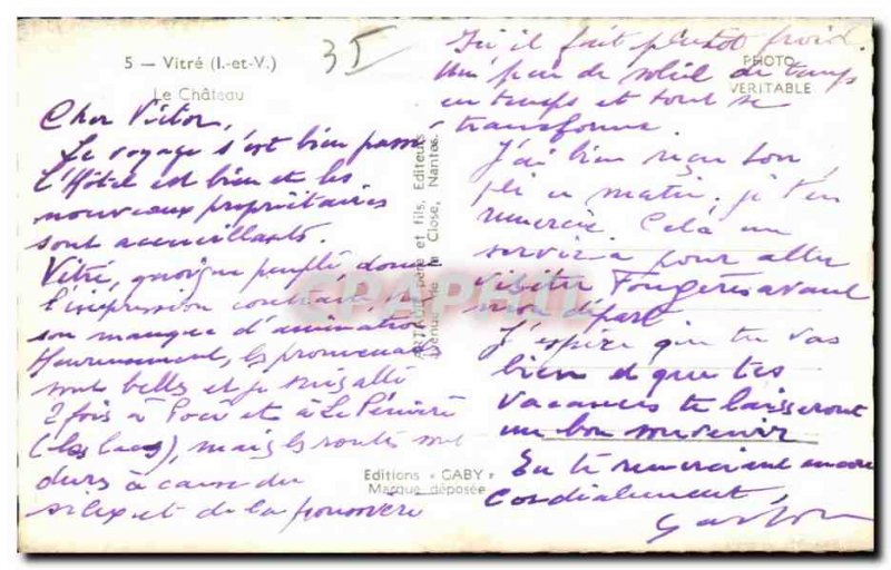 Old Postcard Vitre Chateau