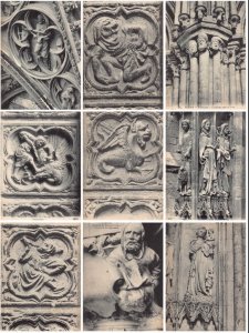 France Rouen Cathedral Gargoyles Sculptures lot of 9 postcards C347