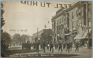 BELMONT NY FIREMEN'S PARADE ANTIQUE REAL PHOTO POSTCARD RPPC