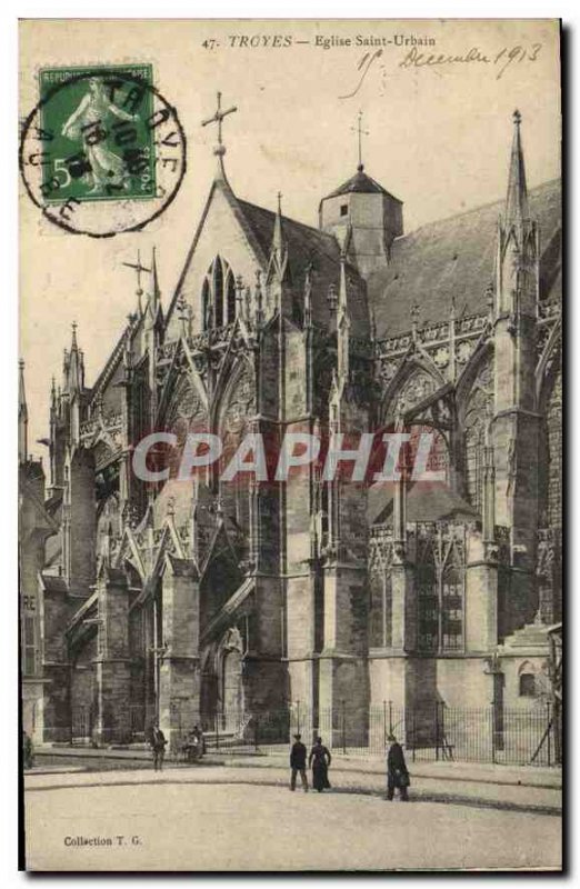 Old Postcard Troyes Eglise Saint Urbain