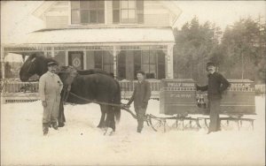 Tully? New York? Tully Brook Farm Milk Delivery Horse Sled Real Photo Postcard