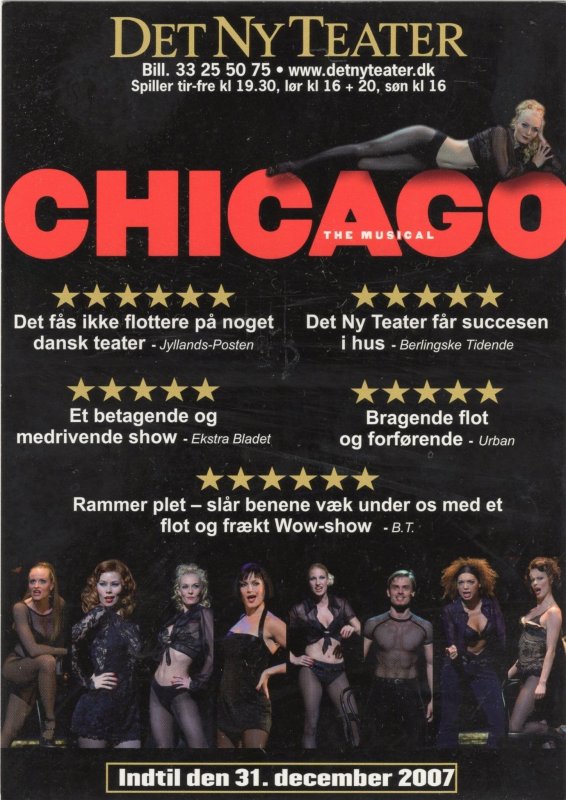 Chicago The Musical Denmark Theatre Advertising Postcard