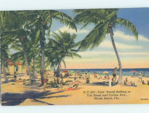 Linen BEACH SCENE Miami Beach Florida FL AE9483