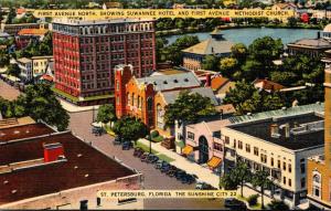 Florida St Petersburg First Avenue North Showing Suwannee Hotel and First Ave...