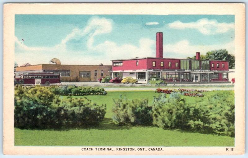 KINGSTON, ONTARIO  Canada    COACH TERMINAL  Bus Station  c1940s  Postcard