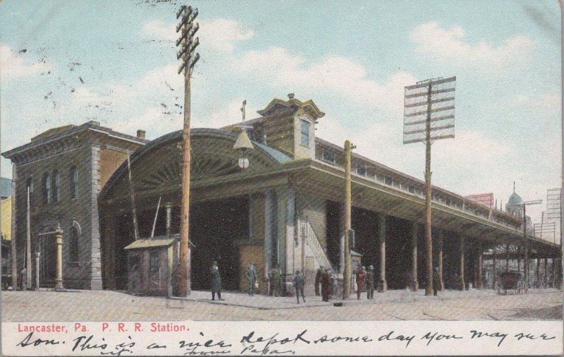 Postcard Pennsylvania Railroad Station Lancaster PA 1907