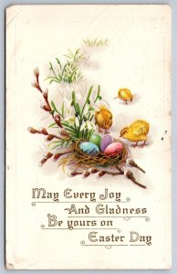 Chicks, Eggs, Nest, 1914 Easter Greetings Postcard, Toronto Horse Show Cancel