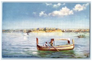 c1910 Royal Naval Hospital with Dghaisa Malta Oilette Tuck Art Postcard