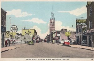 Front Street Looking North Belleville Ontario Old Postcard