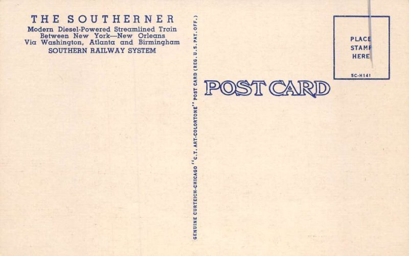 Southern Railway System Streamlined Train The Southerner Linen Postcard AA61254