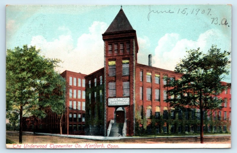 Underwood Typewriter Company Factory Building Hartford CT Connecticut Postcard
