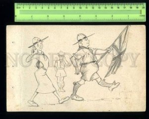 230189 ESTONIA SPAIA Boy Scouts Vintage drawings UK FLAG