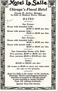 IL - Chicago. Hotel LaSalle Advertising Postcard