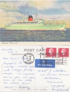 Franconia Cunard Lines Ship Vintage Posted On Board 1960s Postcard