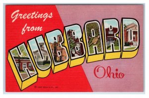 Large Letter Linen~ Greetings From HUBBARD, OH Ohio c1940s Curt Teich Postcard