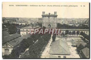 Postcard Old Vincennes Interior Fort Gate Entrance and main Allee