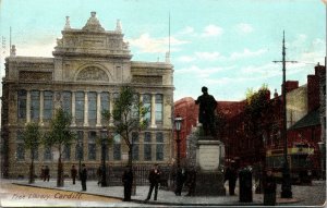 Vtg 1910s Free Library Cardiff Wales Glamorgan UK Postcard