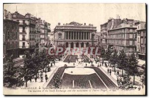 Postcard Old Marseille Square Monument Stock Pierre Puget