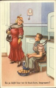 Cuckhold Gender Roles Social History Man Chained Kitchen Dominant Woman G19