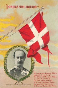 Postcard C-1910 Denmark flag patriotic King Frederick VIII Royalty 24-6236