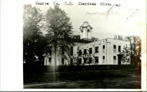 RPPC - Monroe County Courthouse - Aberdeen Mississippi - unused Postcad P8