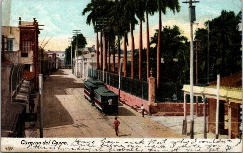 Postcard Cuba Havana Camino del Cerro / Streetcar ~1905 M49