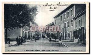 Postcard Old Bridge Cheruy Rue Centrale