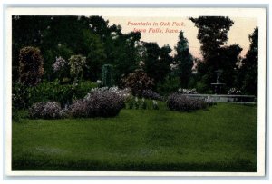 1917 Fountain in Oak Park Iowa Falls Iowa IA Posted Antique Postcard