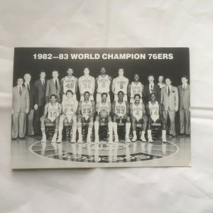 1982-83 Postcard World Champion 76ers Philadelphia b & w Julius Erving Dr J 4x6