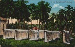 PC PHILIPPINES, DRYING HEMP, Vintage Postcard (b43011)
