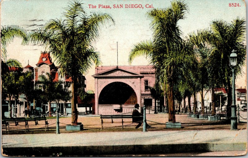 Vtg 1909 The Plaza San Diego California CA Postcard