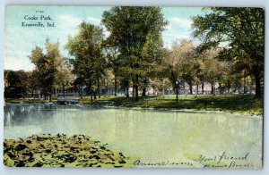 1909 Evansville Indiana Vintage Postcard Cooks Park Lake River Exterior Posted